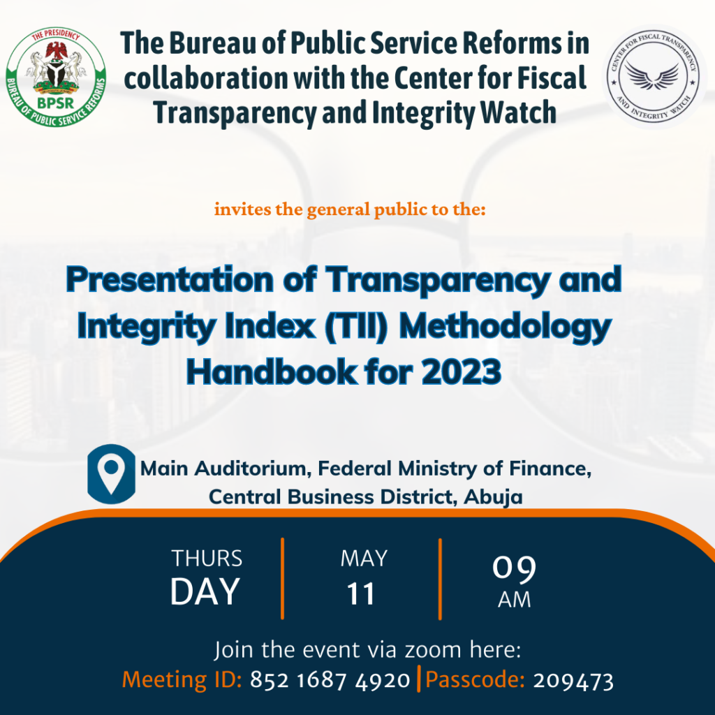 Presentation of the Transparency and Integrity Index Methodology Handbook for 2023